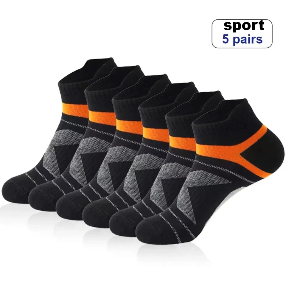 Outdoor Sport Hose - 3/5 ペア高品質靴下男性屋外カジュアルアスレチックソックスショート通気性黒アンクルソックス実行スポーツ靴下 Size38-44