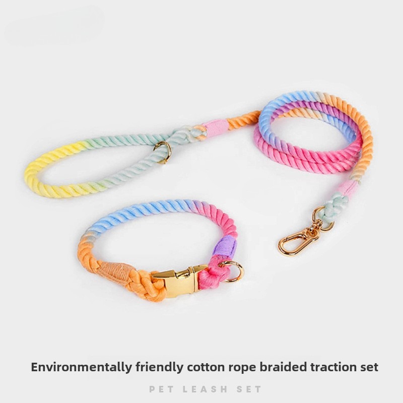Headcollar Rope Set - Loudik 卸売手織りカラーコットンロープペット首輪セット犬のリード中型および大型犬ペット用品子犬アクセサリー