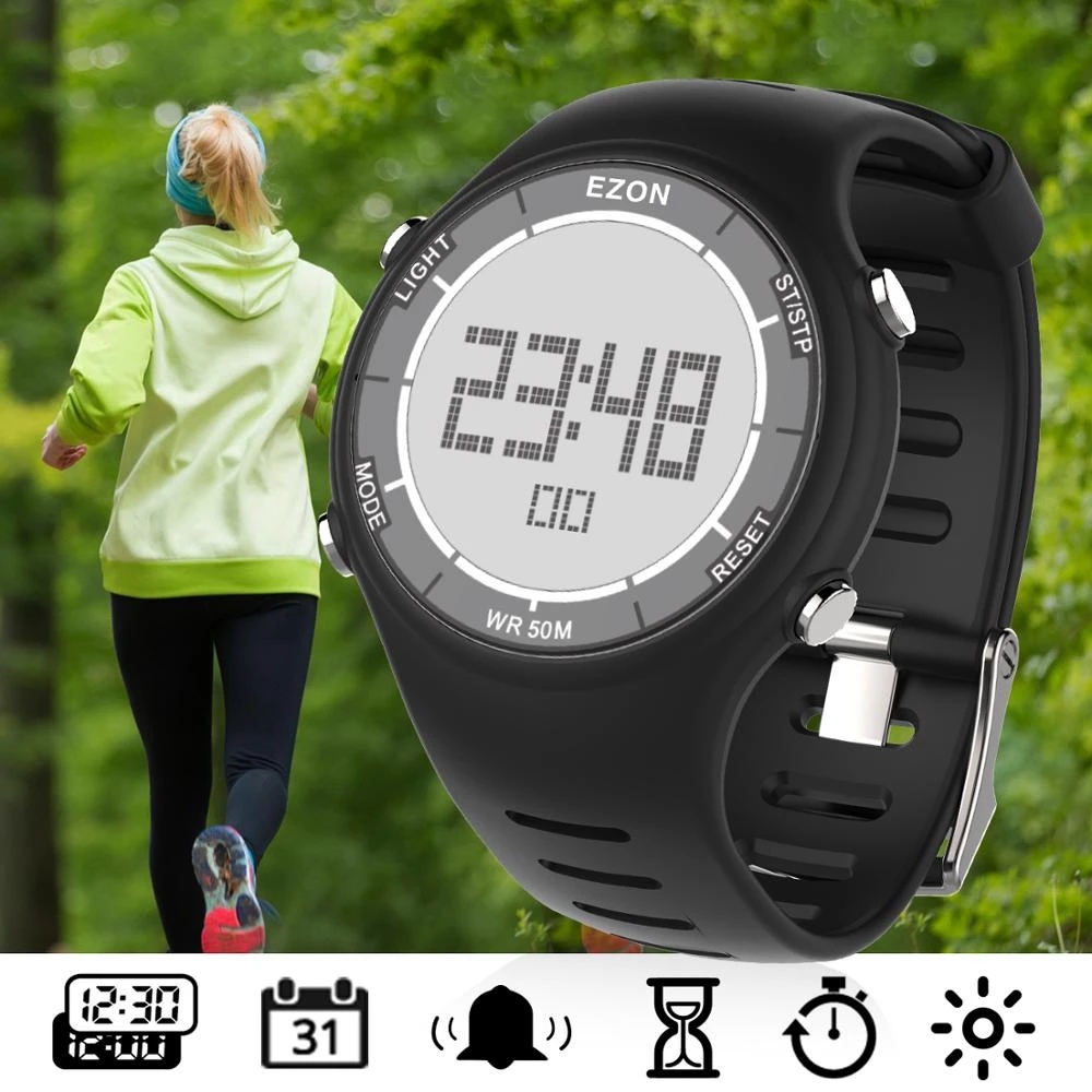Outdoor Sport Watch - EZON 新ファッション女性デジタルスポーツウォッチ屋外ランニング用目覚まし時計ストップウォッチカウントダウンタイマー防水 50 メートル L008