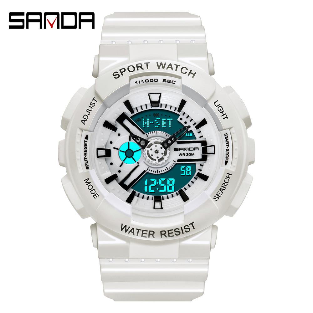 Outdoor Sport Watch - アウトドアスポーツ,デジタル時計,白,女性,アラーム,3bar,耐水性,ミリタリー,LEDディスプレイを備えたファッショナブルなブランドのデジタル時計