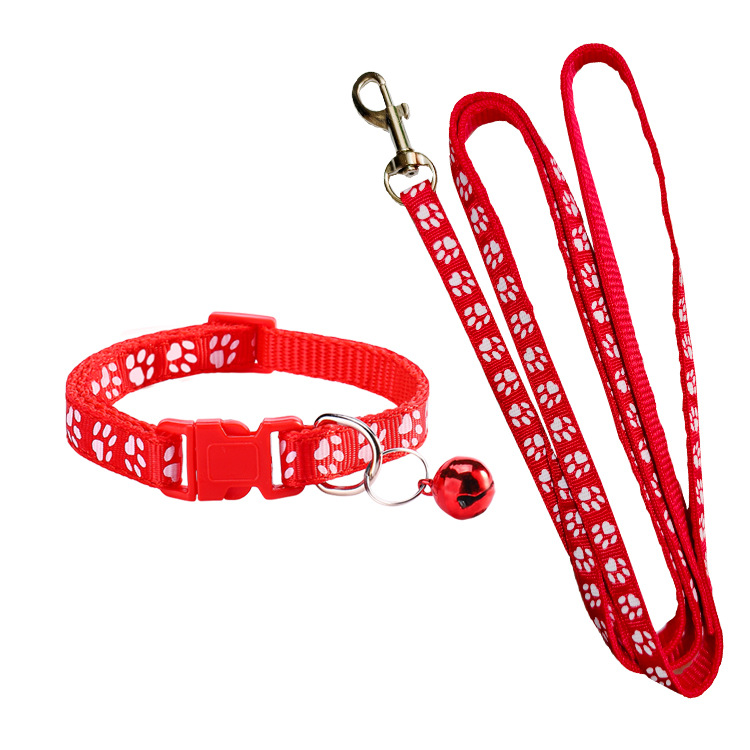 Headcollar Rope Set - 犬の足跡柄ペット牽引ロープ、調節可能な首輪付き子犬用首輪セット、ペット用散歩リードロープ、通気性のある子犬・猫用アクセサリー