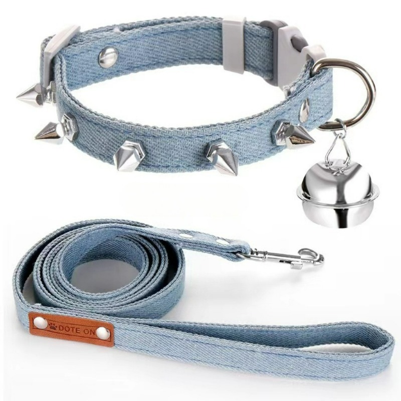 リベットペット抗咬傷デニムスパイク首輪リーシュセット犬ウォー - Headcollar Rope Set のレビューと価格