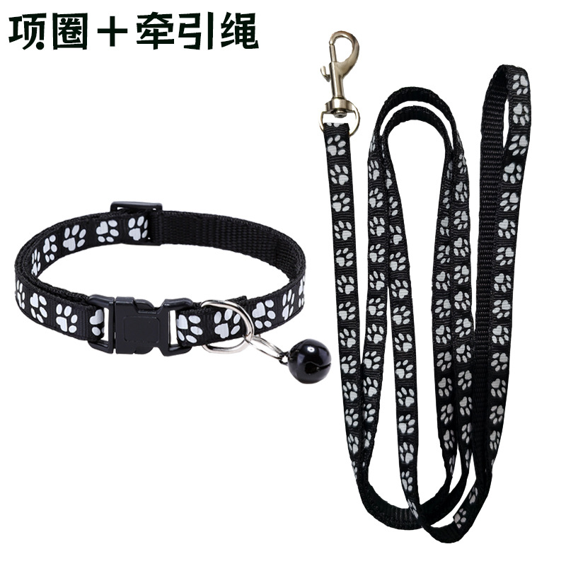 犬の足跡柄ペット牽引ロープ、調節可能な首輪付き子犬用首輪セッ - Headcollar Rope Set のレビューと価格