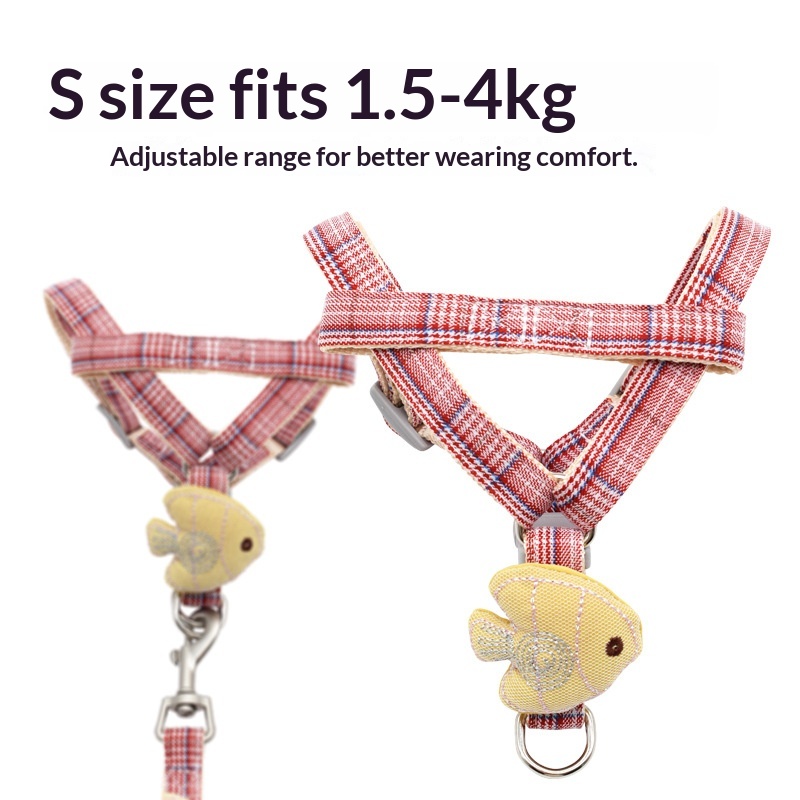 小型犬用ハーネスとリードセット、格子柄の柔らかいブロケードロ - Headcollar Rope Set のレビューと価格